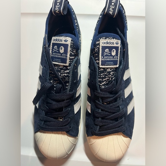 Adidas X Bape X Neighborhood Superstar, Blue/blue Size Euro 39